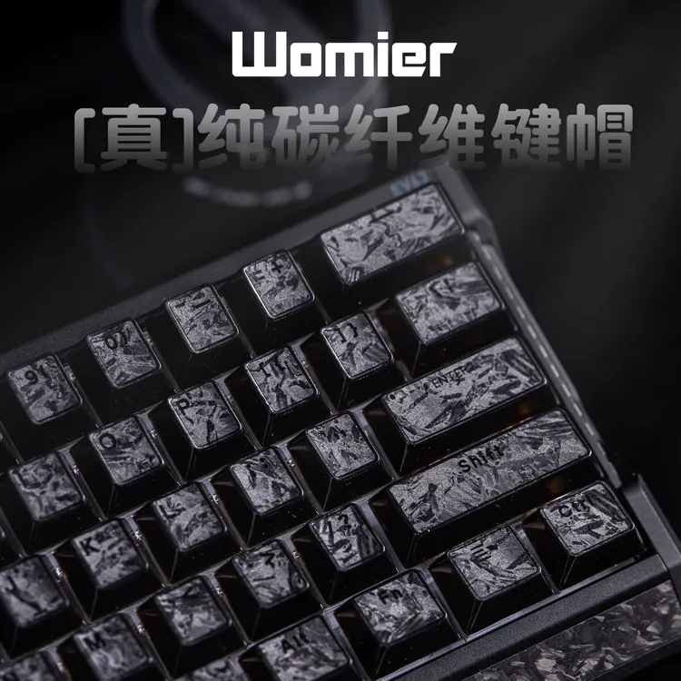 womier真碳纤透光纯碳键帽原厂高度正刻EV63魔导士夜魔小蜜蜂IPI