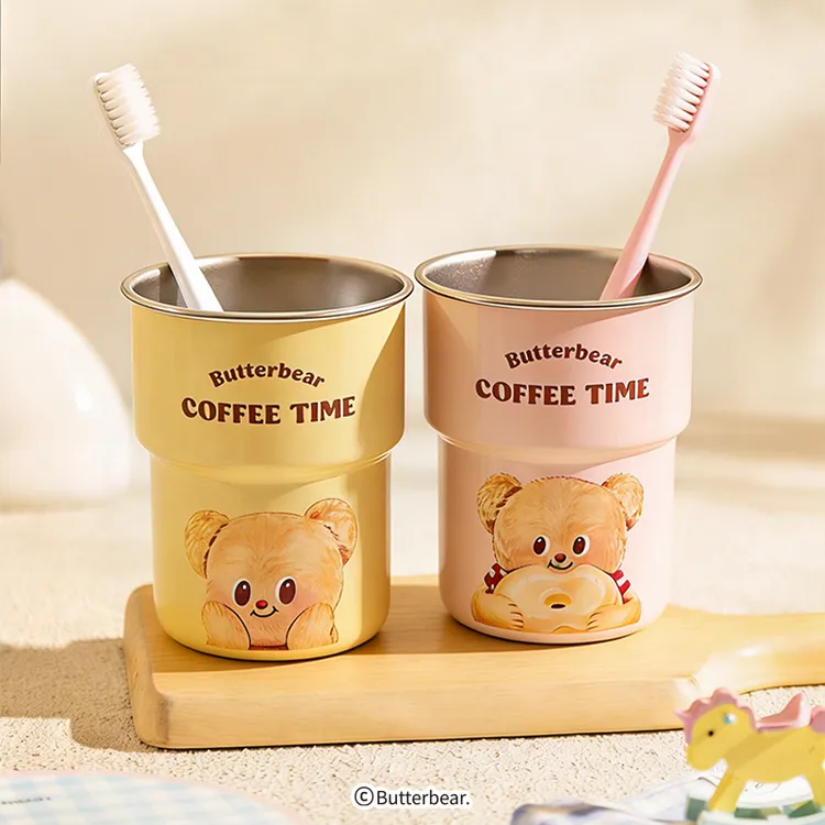 【摩登主妇&黄油小熊】316不锈钢漱口杯刷牙杯儿童洗漱牙具杯牙缸