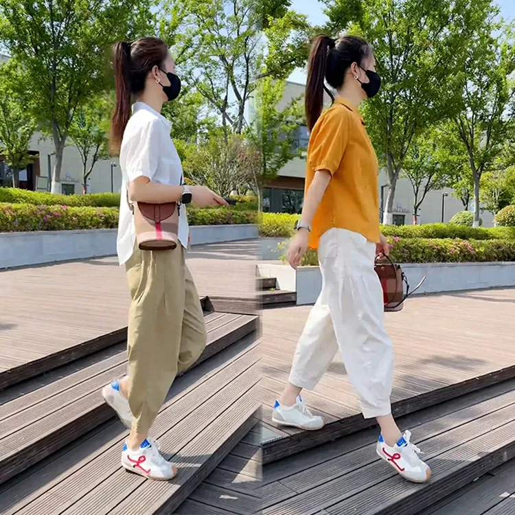 2025夏季新款时尚套装女韩版宽松显瘦薄款衬衫九分休闲裤两件套装