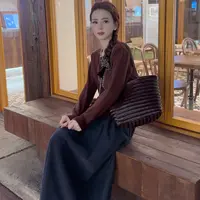 岑岑-【拼边套头毛衣】秋冬百搭显瘦特定上衣