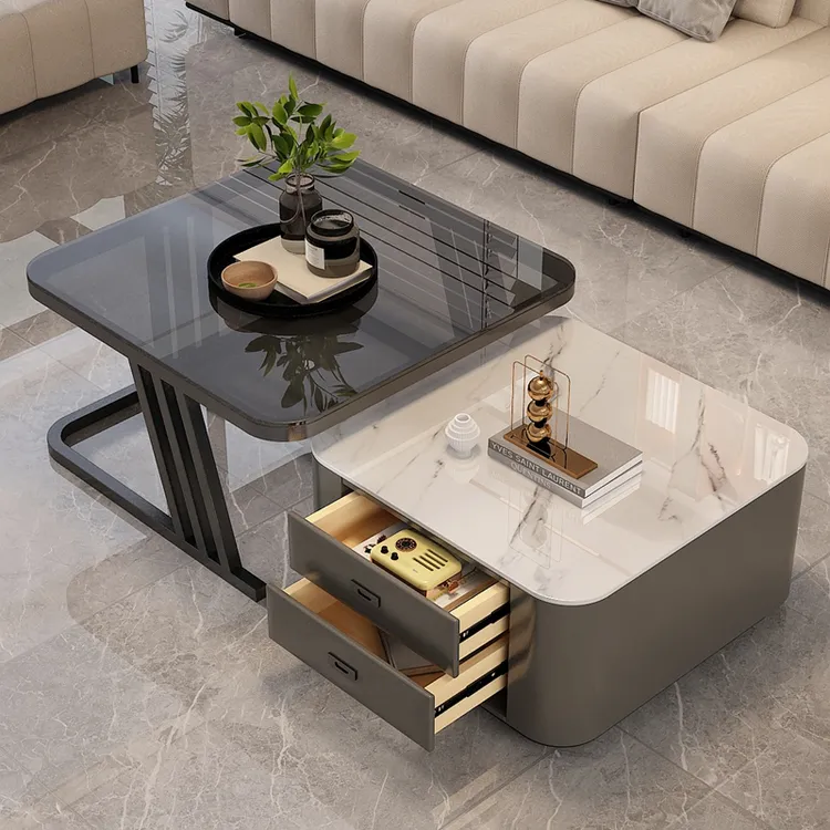 高级感网红高端客厅方形茶几家用现代简约轻奢岩板小户型茶桌茶台