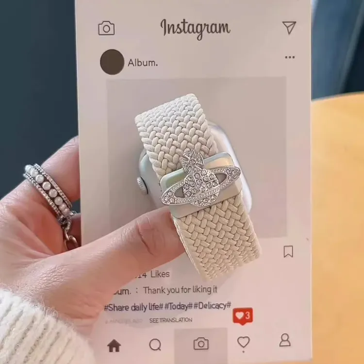 适用S10苹果手表applewatchS9西太后SE编织7尼龙磁吸iwatchS8表带
