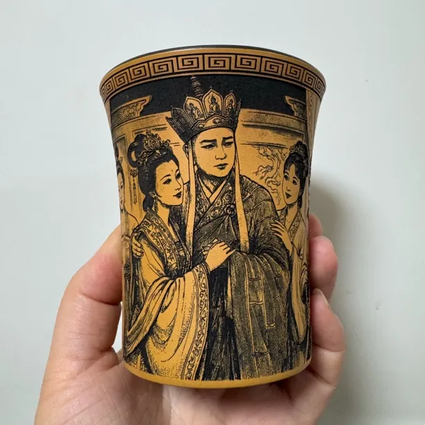 宜兴原矿紫砂纯手工双色粉浆刻西游记主人品茗杯茶杯170cc主人杯