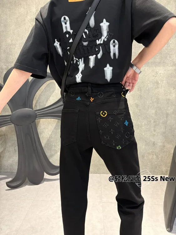 【绅士】入冬新品重工刺绣牛仔裤复古做旧休闲百搭潮流潮牌小脚长裤