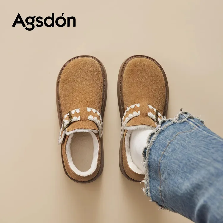 奥古狮登厚底勃肯鞋女2025新款秋冬加绒保暖桑坡棉鞋防滑雪地靴H