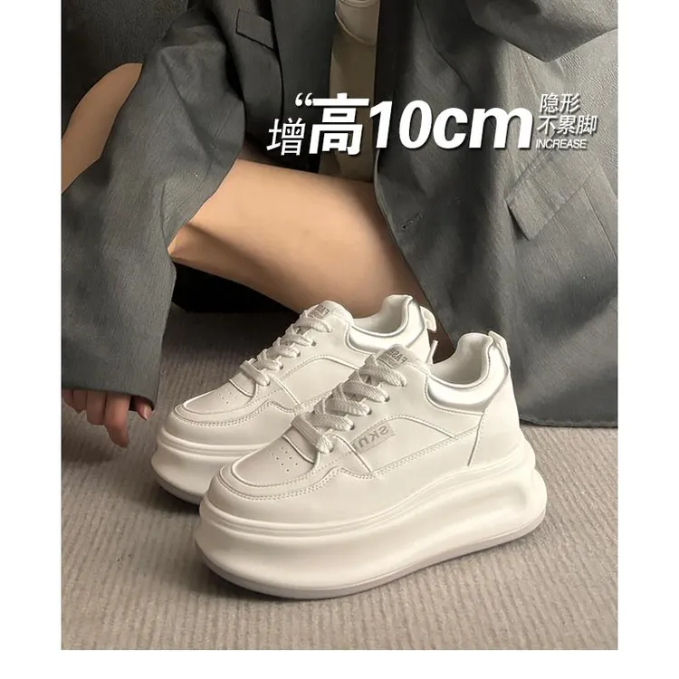 小白鞋女2025春季隐形内增高10cm矮子乐小个子厚底休闲板鞋ins潮