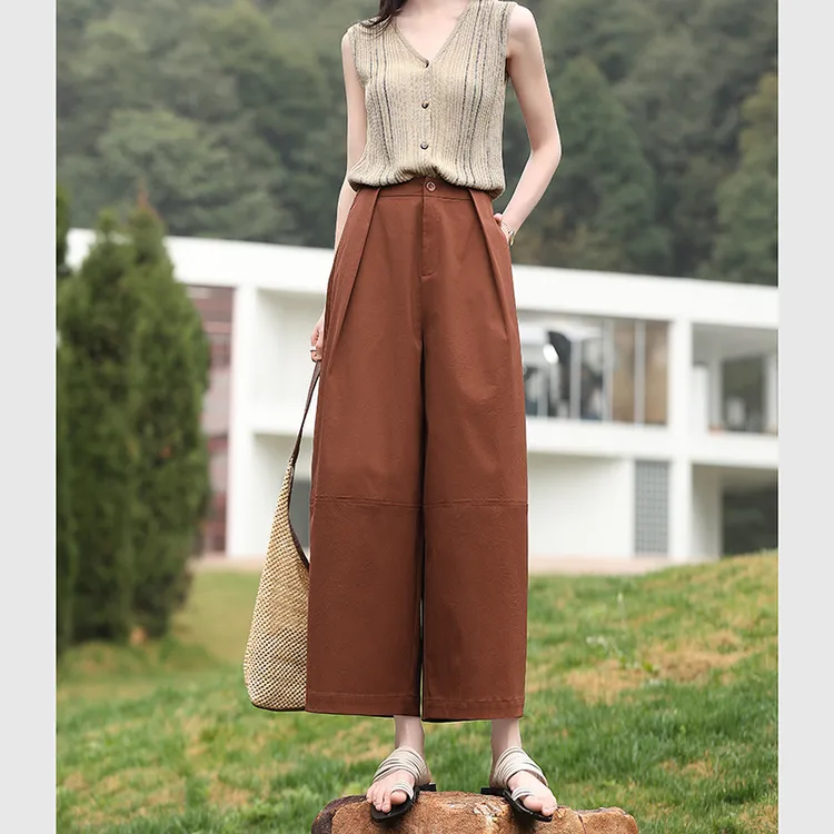 通勤日常松弛感宽松休闲直筒九分裤女507-017