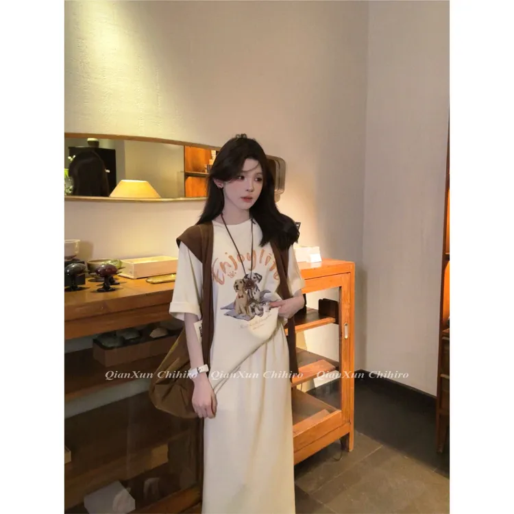 「吸氧套装」夏季时尚气质百搭休闲显瘦法式减龄T恤半身裙X5TZ9199A