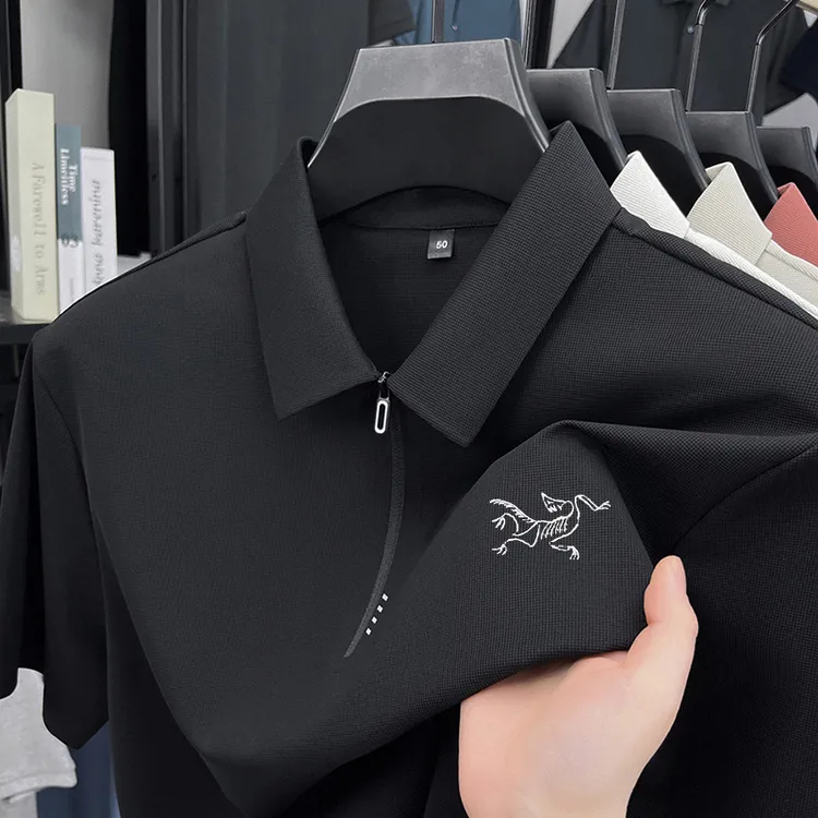 鸟家断码撤柜高档帅气冰丝透气男Polo衫薄款t恤刺绣男短袖宽松型