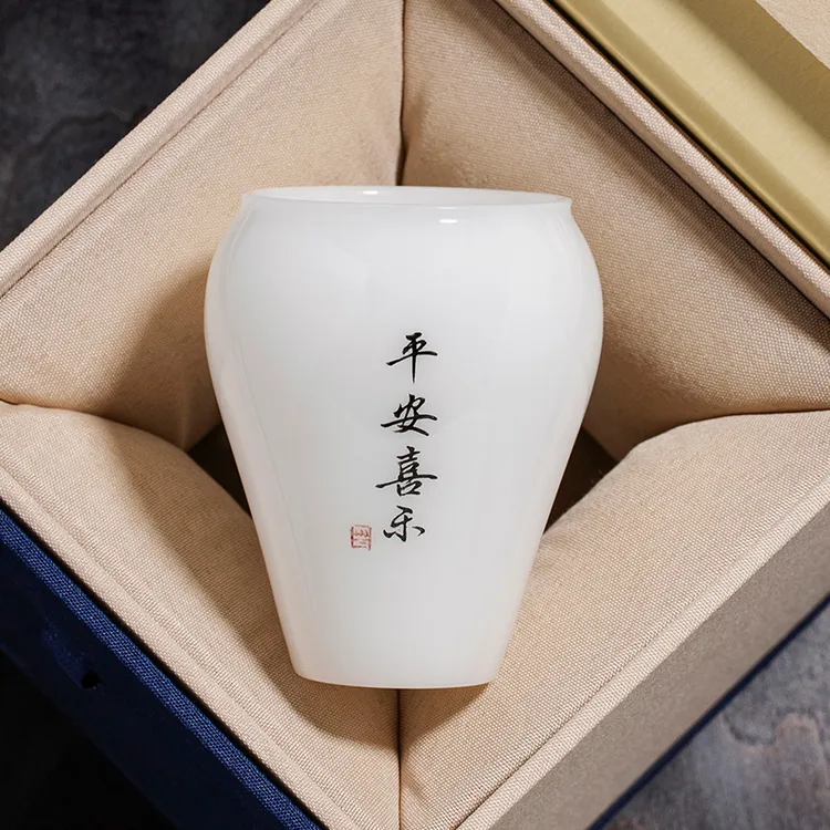璞玉冰种白瓷茶杯主人杯家用2025新款中式个人专用茶具定制品茗杯