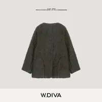 W.Diva【珀耳之拥】水波纹细腻蓬松马海毛短款毛呢外套54C242743