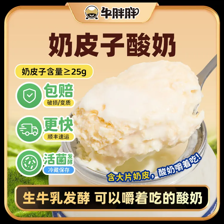 牛胖胖奶皮子酸奶内蒙古特产手工鲜奶皮子早餐酸奶嚼着吃520g/罐