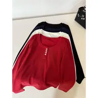 miss muzi“显瘦超能力”慕斯暖绒超软糯亲肤气质半门襟T恤打底衫女