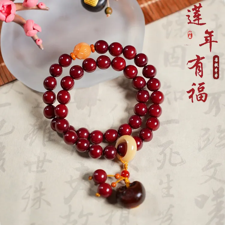 鸿韵当头福锁菩提双圈手串 莲花珠配饰高油高密绕指柔菩提手串