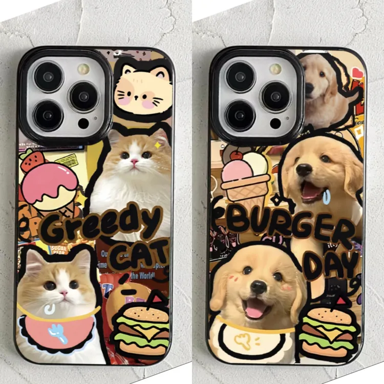 GGBond趣味汉堡猫狗适用苹果16/15pro果冻手机壳华为vivo小米oppo