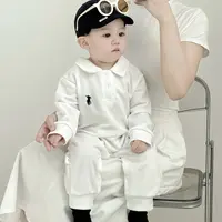 2025婴儿春秋连体衣男宝宝时尚休闲翻领长袖哈衣爬服外出服帅气潮