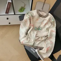 轻奢名媛复古气质减龄亮片长袖针织衫上衣女软糯宽松马海毛毛衣