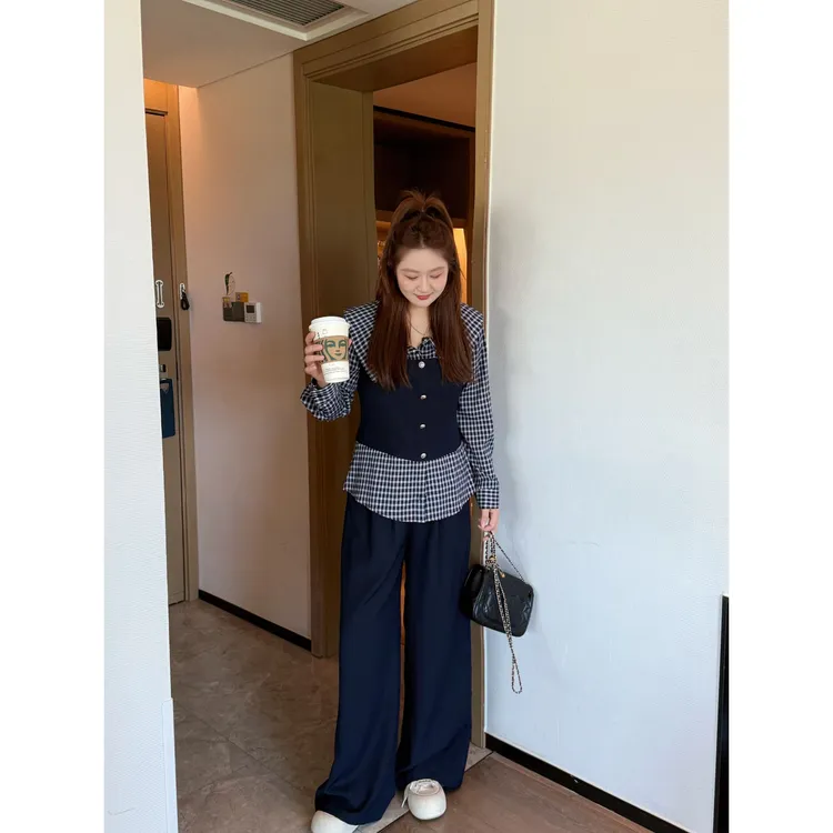 楠序【北海道】源子微胖入秋穿搭一整套女装显瘦设计感套装YZ37307