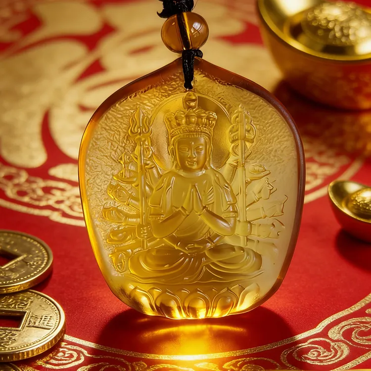【师傅推荐】千手观音-幸福平安大慈大悲烧造工艺琉璃吊坠