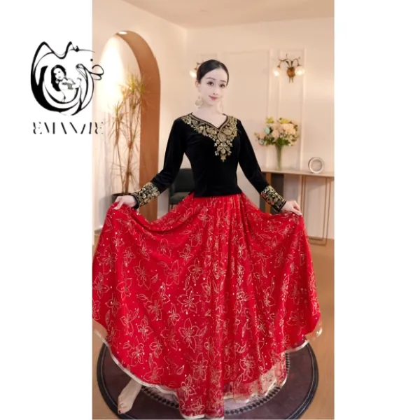 B6231异域风情舞服装民族风女显瘦舞蹈服百搭半身裙新疆舞广场舞