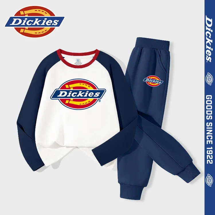 Dickies童装男童秋装套装新款男孩帅气插肩袖T恤儿童运动休闲卫裤