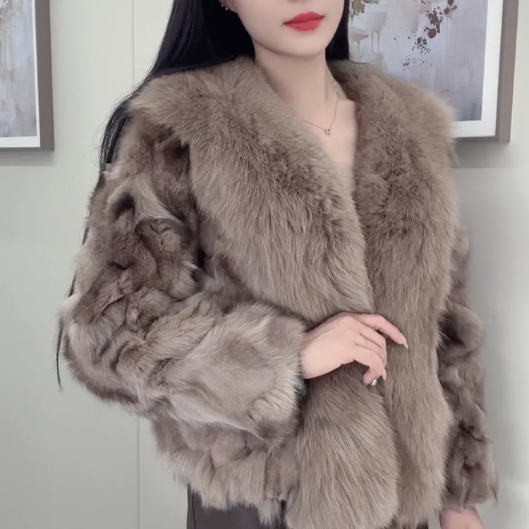 时尚狐狸毛整皮门襟款显瘦进口狐狸毛外套女款皮草