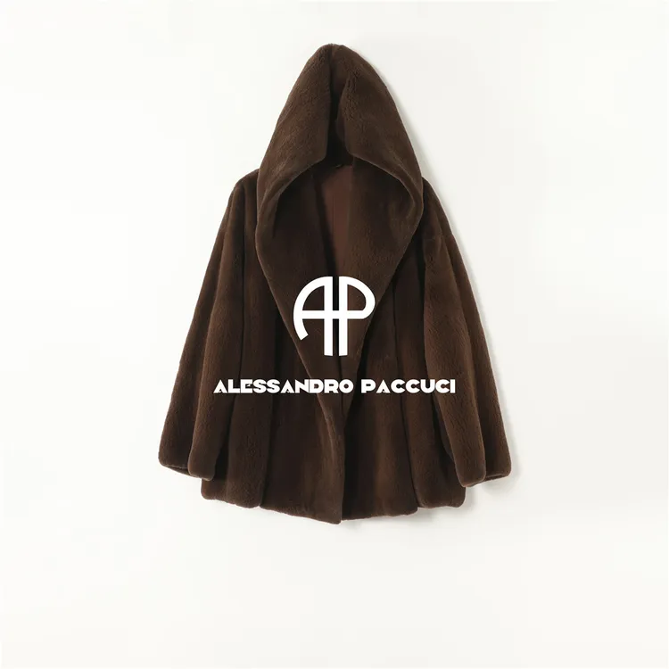 SAGA✖AP洛哥54114CS【RO*W貂】进口水貂+桑蚕丝里衬连帽皮草外套