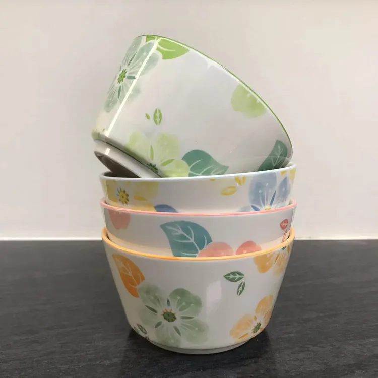 家用网红新款饭碗釉下彩加厚高颜值防烫沙拉甜品陶瓷组合餐具套装