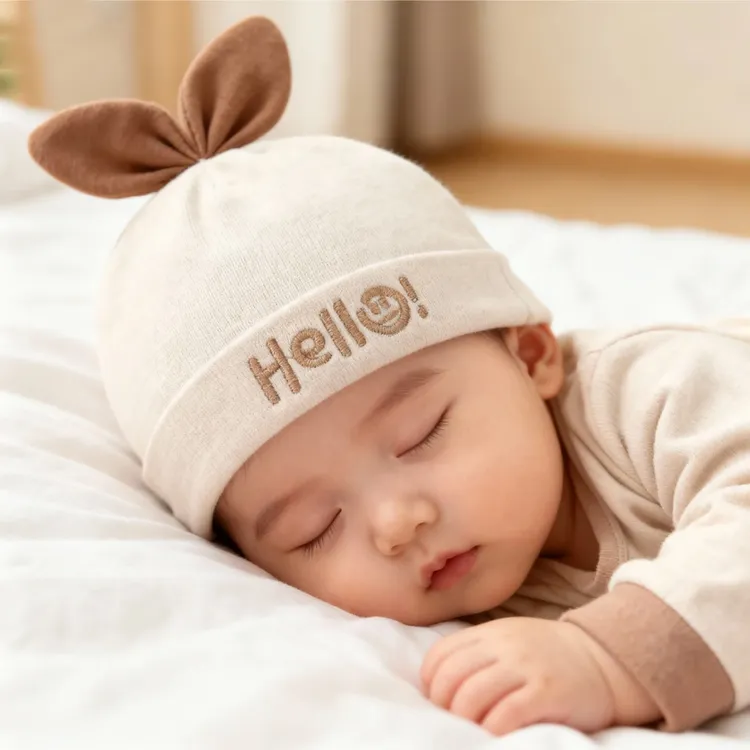 婴儿帽子新生儿宝宝胎帽秋冬季加厚夹棉a类个月初生护头囟门帽0-3