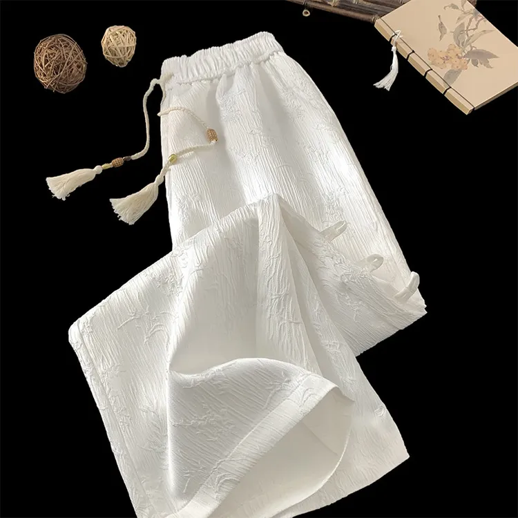 BUNO官方正品新中式男装盘扣冰丝裤男夏季薄款休闲阔腿裤2025新款