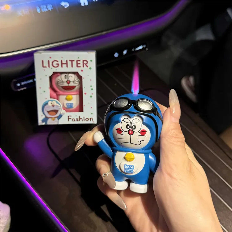 哆啦小叮当卡通创意打火机可爱防风钥匙扣挂件解压礼物送女友惊喜