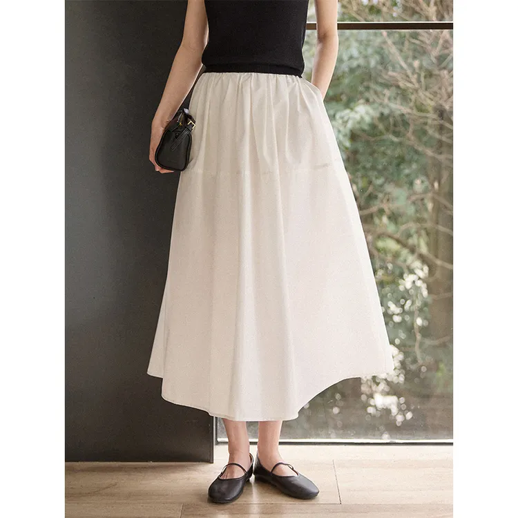 素典【华尔兹】欧若风松紧腰蓬蓬半身裙高腰显瘦百搭中长A伞裙3715