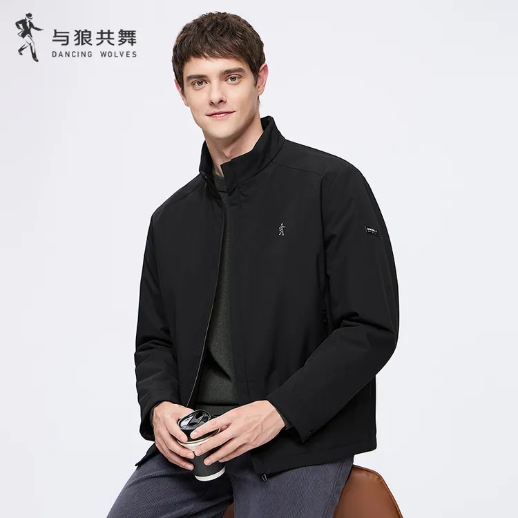 【四级防水】与狼共舞2025秋款立领拉链夹克经典百搭外套男士休闲