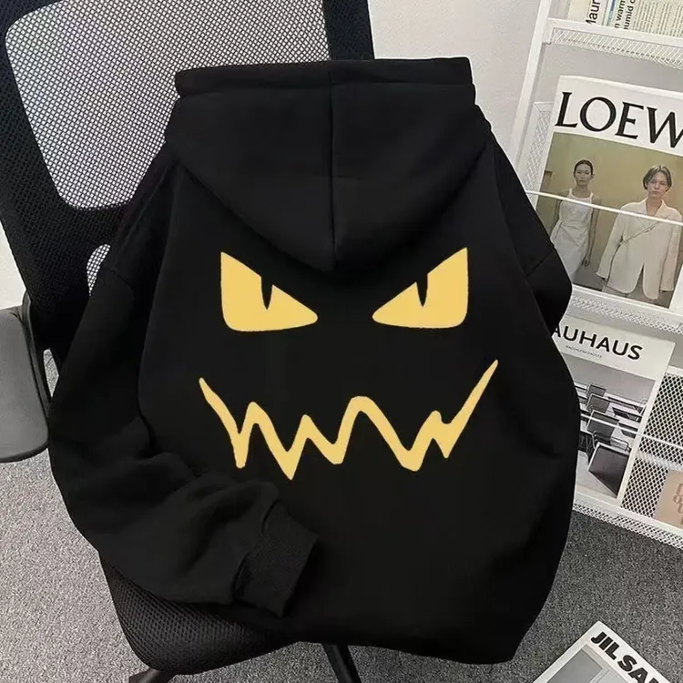 美式纯棉字母印花连帽男款秋冬季印花韩版黑色抗起球潮流中性卫衣