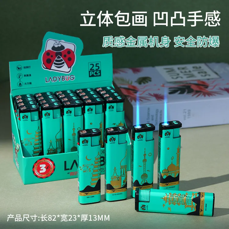 贵族蚂蚁兵团Q6T金属蓝焰防风打火机充气加厚便利批发定制印创意