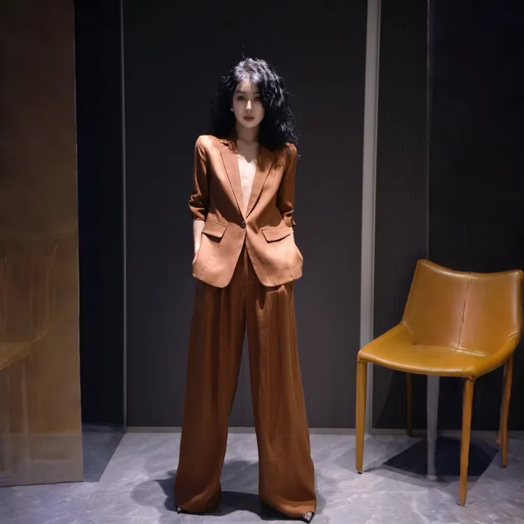 高级感显瘦西装套装女秋季2025新款女神范职业装外套阔腿裤两件套