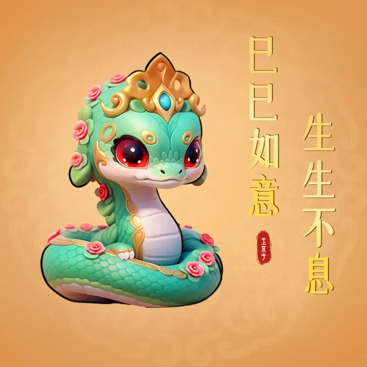 2025蛇年新款春晚吉祥物巳升升桌面装饰品树脂小摆件年会礼品生肖