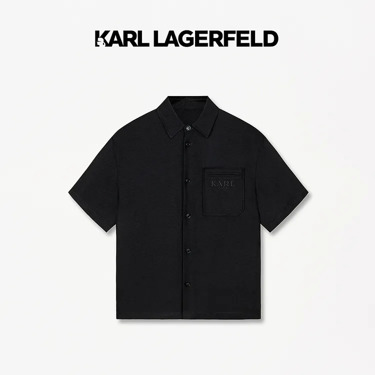 【官方男装】KARLLAGERFELD卡尔拉格斐翻领短袖衬衫1K1E30502427