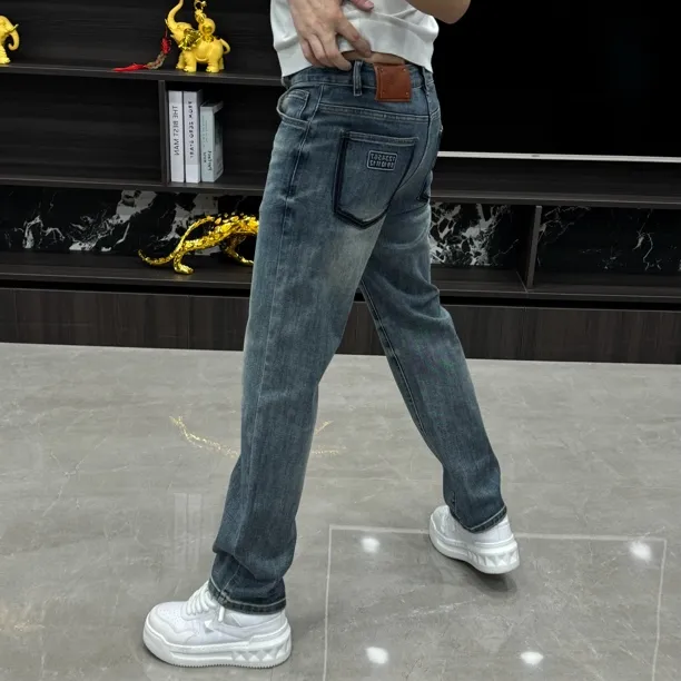 50109-秋冬男士时尚欧货百搭宽松直筒弹力牛仔裤