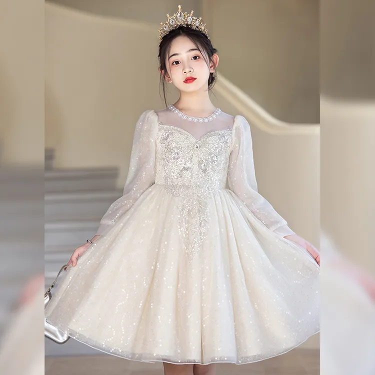 千金风礼服连衣裙主持人钢琴花童生日洋气小女孩高端春秋公主裙