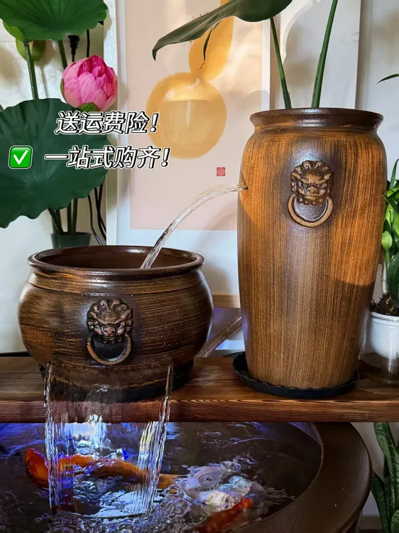 水缸养鱼造景复古瀑布流水罐调试好水流套装过滤增强版（沼泽过滤）