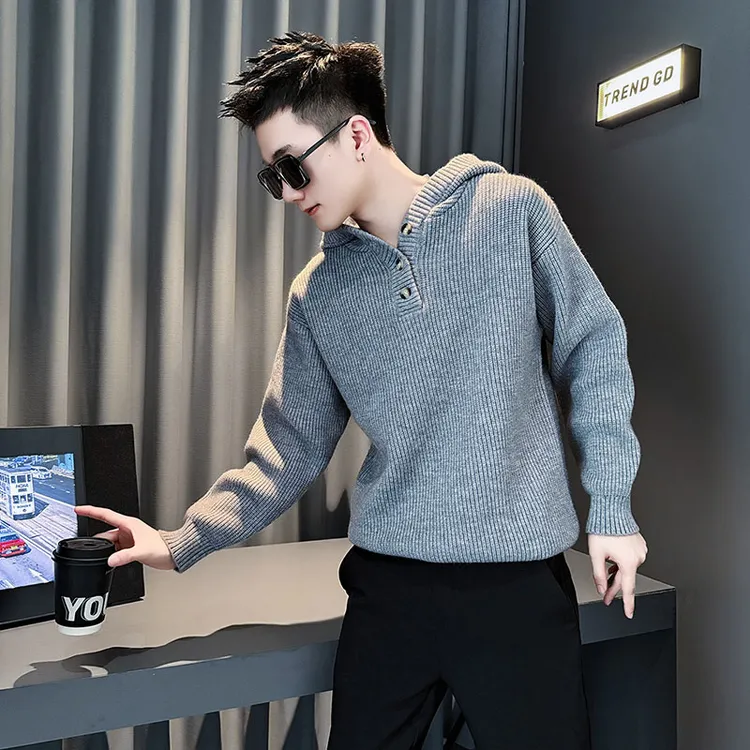 毛衣男款冬季针织衫男装秋季爆款2025新款男式秋冬装衣服连帽外套