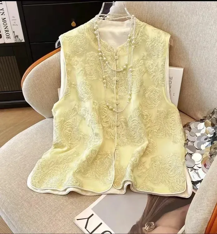 新中式国风无袖马甲背心女夏季2025新款古风改良旗袍唐装马夹坎肩