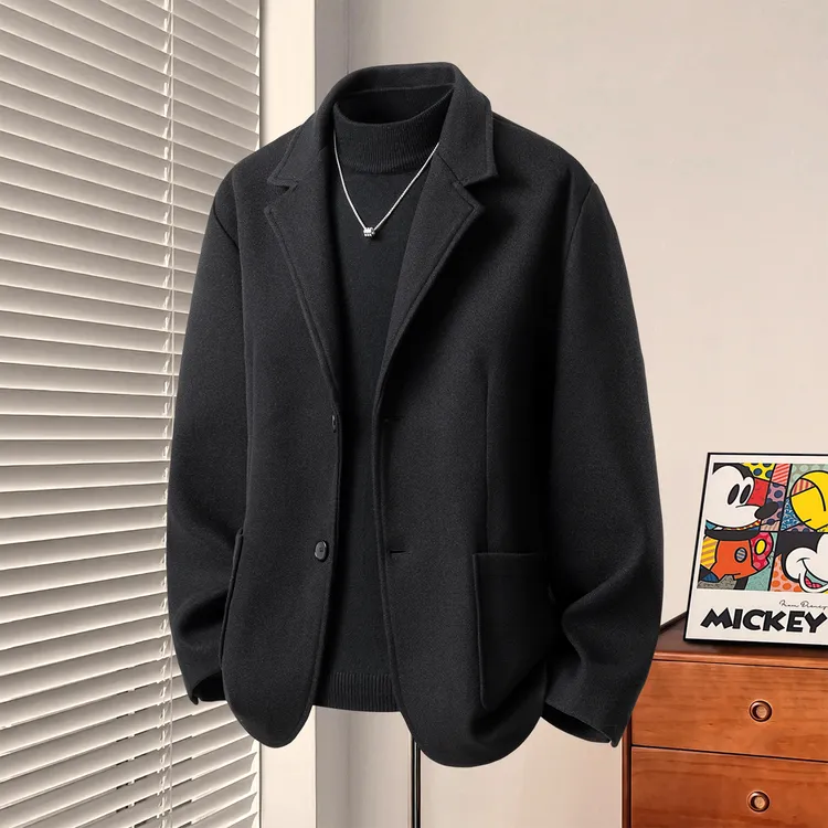 网红洋气炸街男装毛呢大衣男生衣服高级感大气保暖外套时尚呢夹克