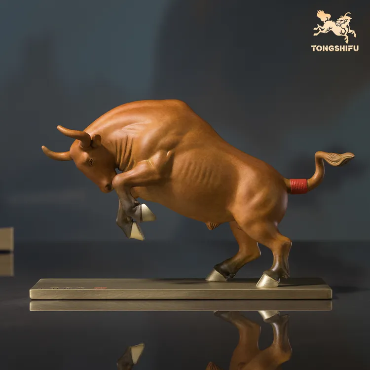 铜师傅《鸿运牛之牛气冲天》书房办公室桌面铜牛摆件工艺品商务送礼