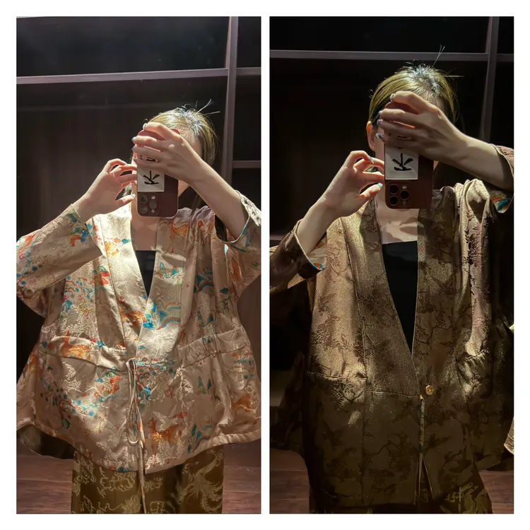 七彩神鹿！桑蚕丝织金双面穿新中式外套！GZ6550