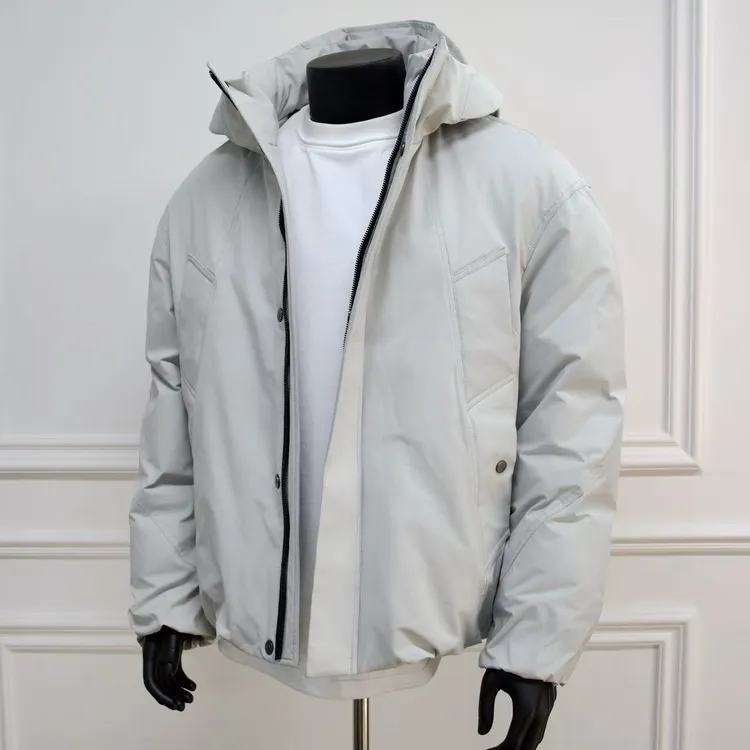 新款冬季男士户外三防新国标90白鸭绒保暖加厚连帽羽绒服外套