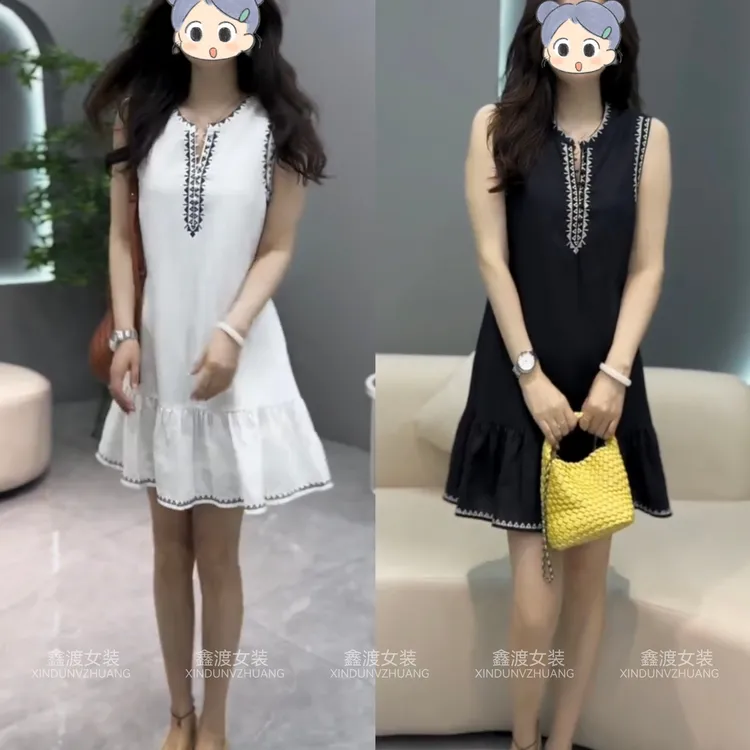 2025夏季新款时尚显瘦气质女士网红洋气连衣裙百搭款D21535