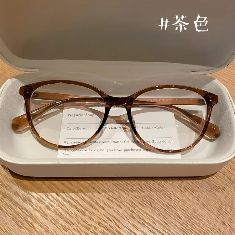 素颜显白栗茶色近视眼镜早八必备可配度数超轻平光眼镜防蓝光复古商品图