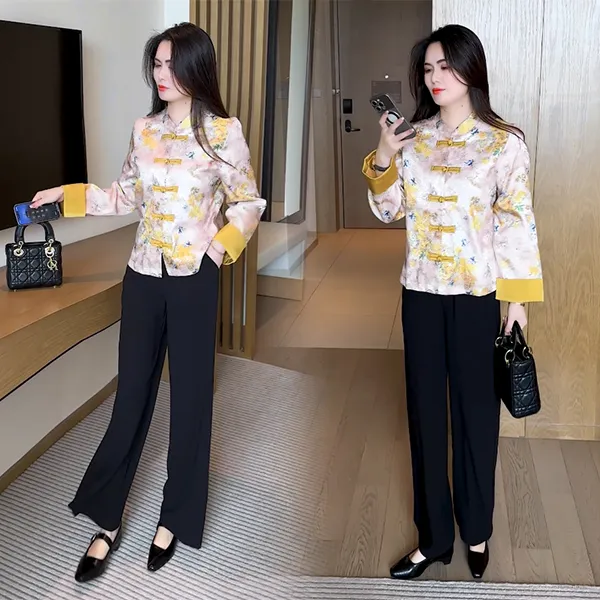 【季颜品牌】秋季盘扣穿搭衬衫时尚休闲洋气显瘦减龄长袖上衣